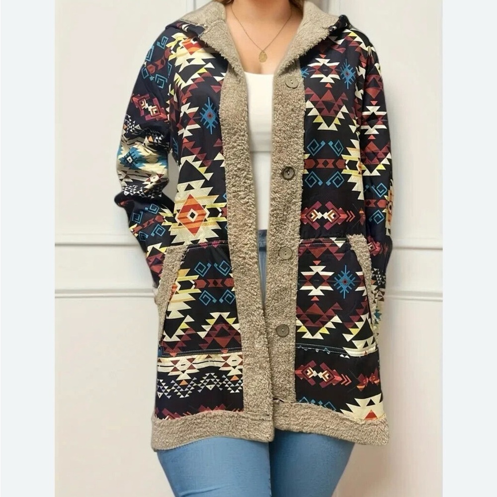 Women's Geometric Aztec Southwestern Print Jacket size X-Large